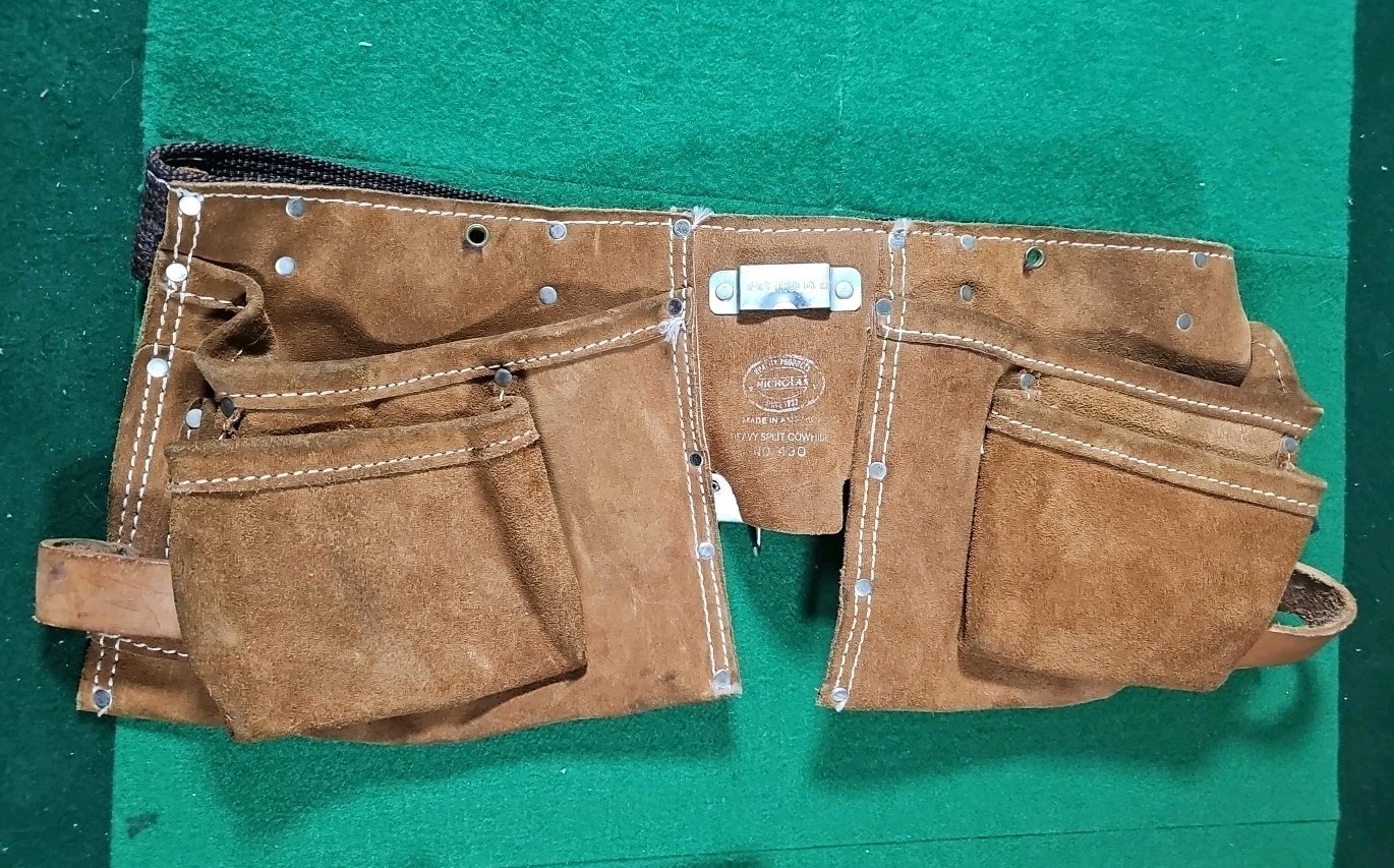 Nicholas Heavy Split Cowhide No. 490 Tool Belt / Made In USA / Carpenter’s Belt