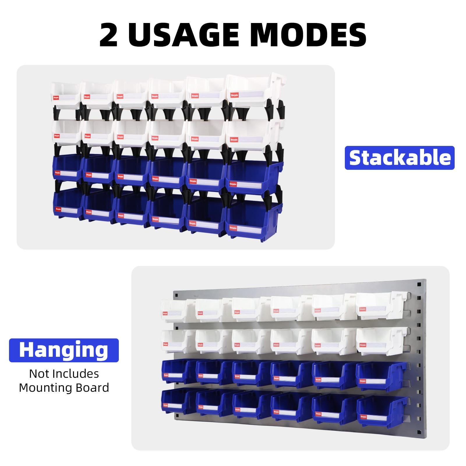 24 Packs Stackable Storage Bins 5x4x3″ Small Parts Organizer Garage Hardware