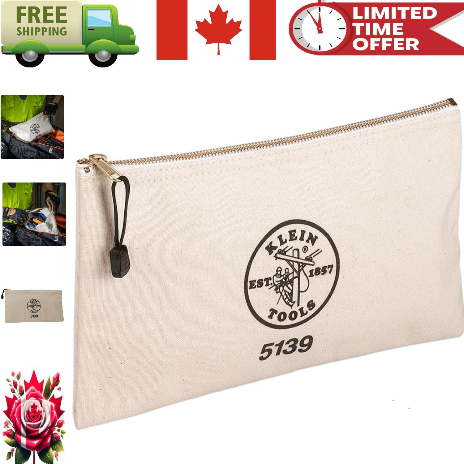 Compact Heavy-Duty Zipper Tool Pouch – 12.5 x 7 x 4.25-Inch Storage Solution