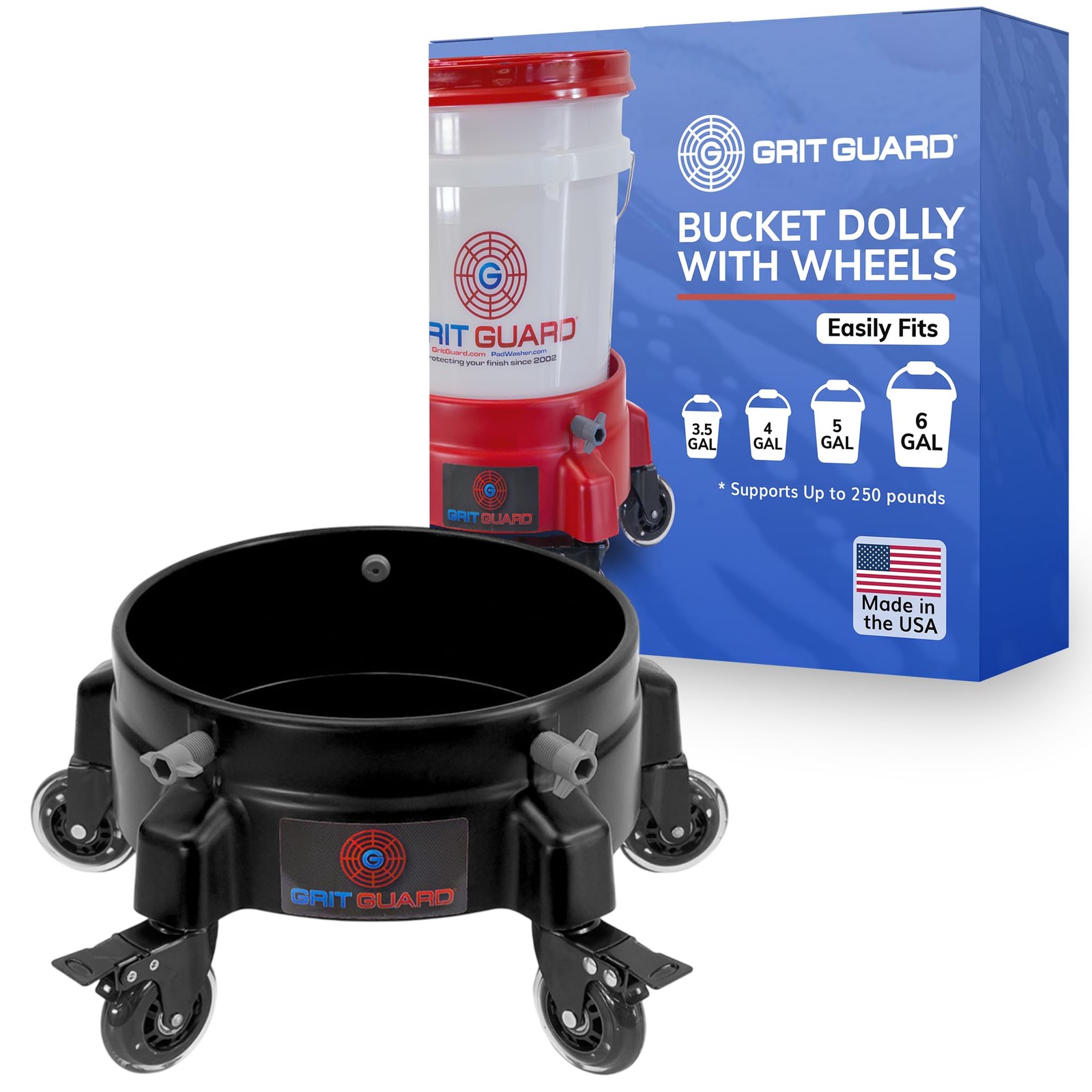 Bucket Dolly with Wheels – Rolling Detailing Wash Bucket with 5 Wheels and 2 …