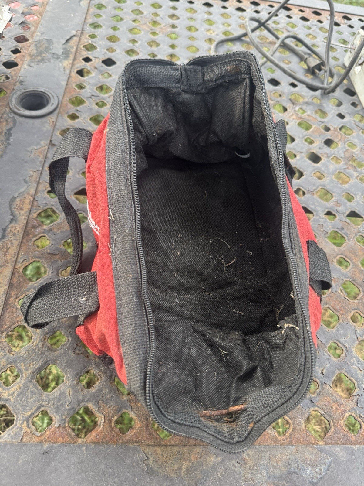 Milwaukee Red/Black Fabric Tool Bag Carry Case w/ Handles, Zipper Closure