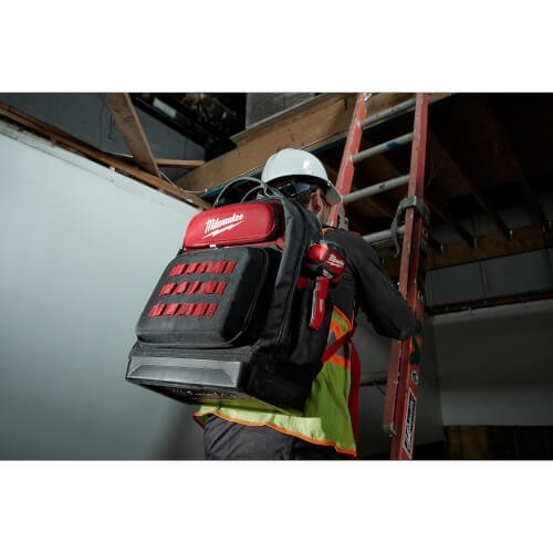 Milwaukee 48-22-8201 48-Pocket Hard Molded Ultimate Jobsite Backpack, Black/Red