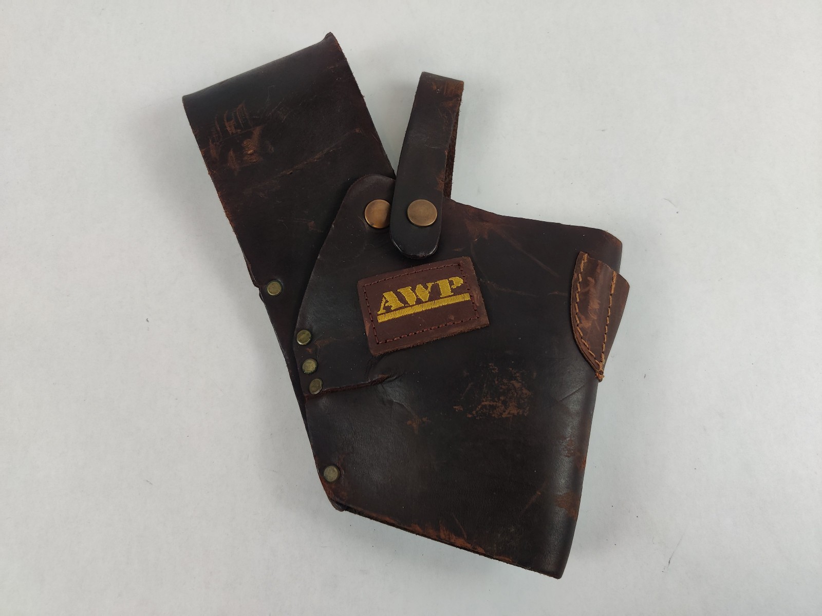 Vintage AWP General Construction Heavy Leather Drill Tool Belt Holster Mexico