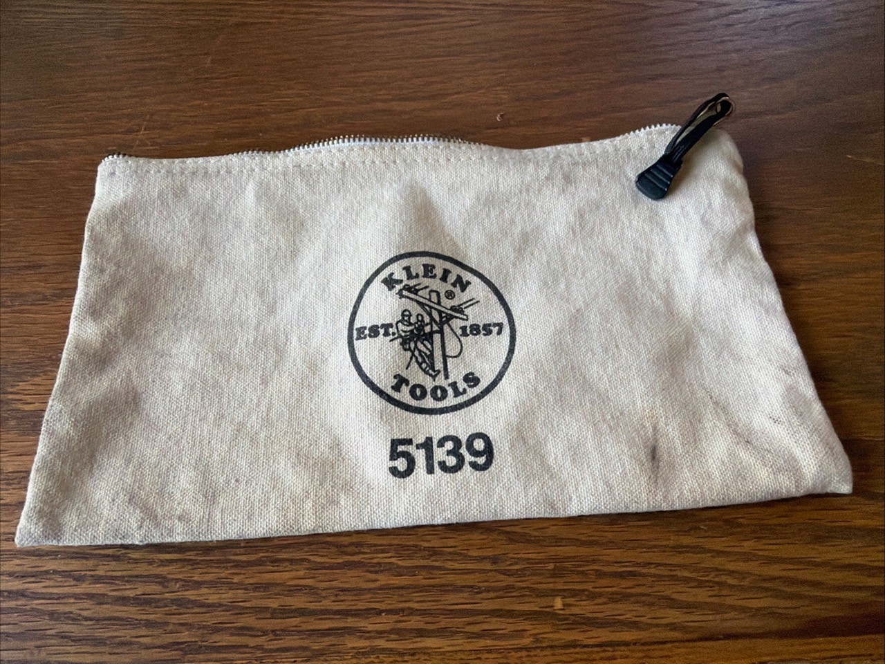 Rare Vintage Klein Tools Zipper Bag, White Canvas Tool Pouch – 5139 USA P-1