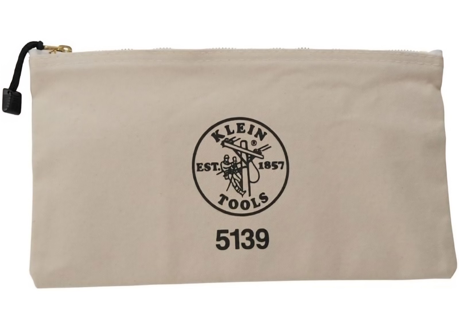 Klein Tools 5139 Zipper Bag, Canvas Tool Pouch w/ Heavy Duty Brass Zipper Close
