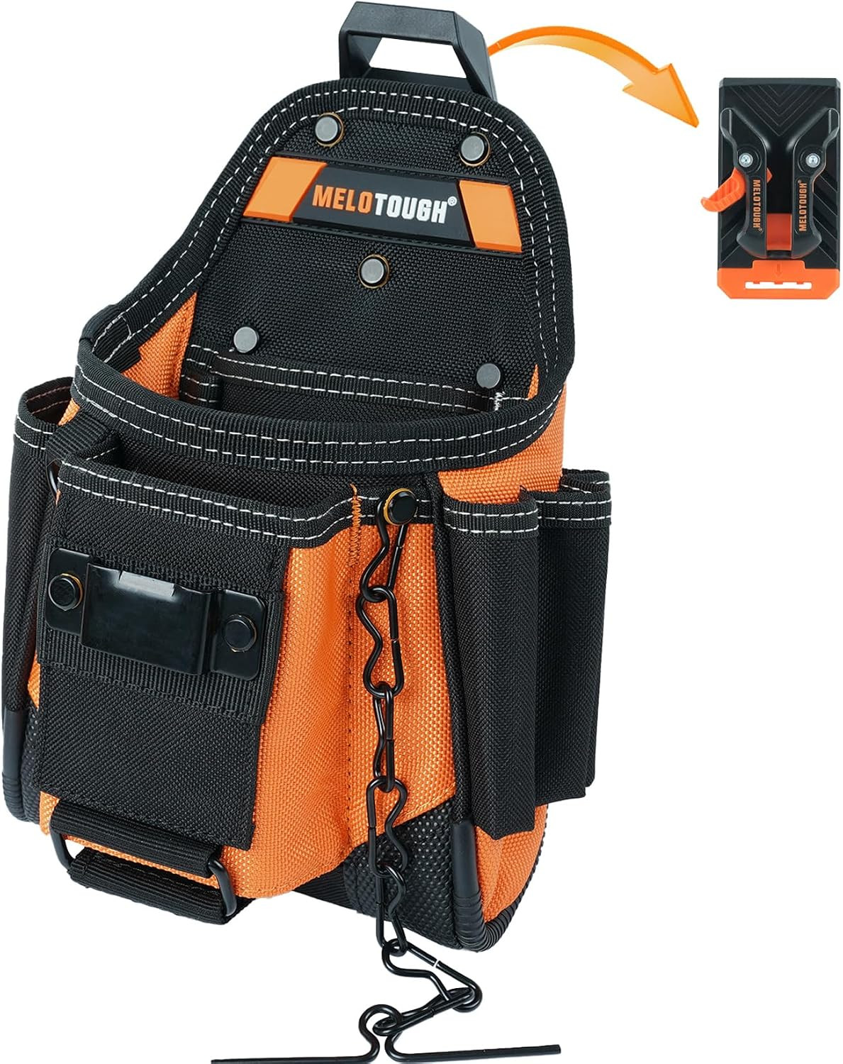 Small Electrician Tool Pouch With Belt Clip Attachment – 9 Pockets Tradesman Bag