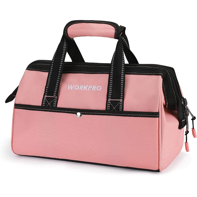 WORKPRO 13-Inch Tool Bag Tool Storage Bag Wide Mouth Tool Tote Bag Blue/Pink NEW