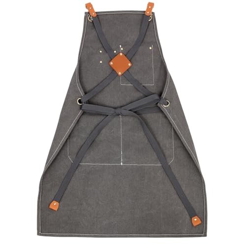 Men’s Canvas Tool Apron, Heavy Duty Multi-Pocket Work Apron for Dark Grey