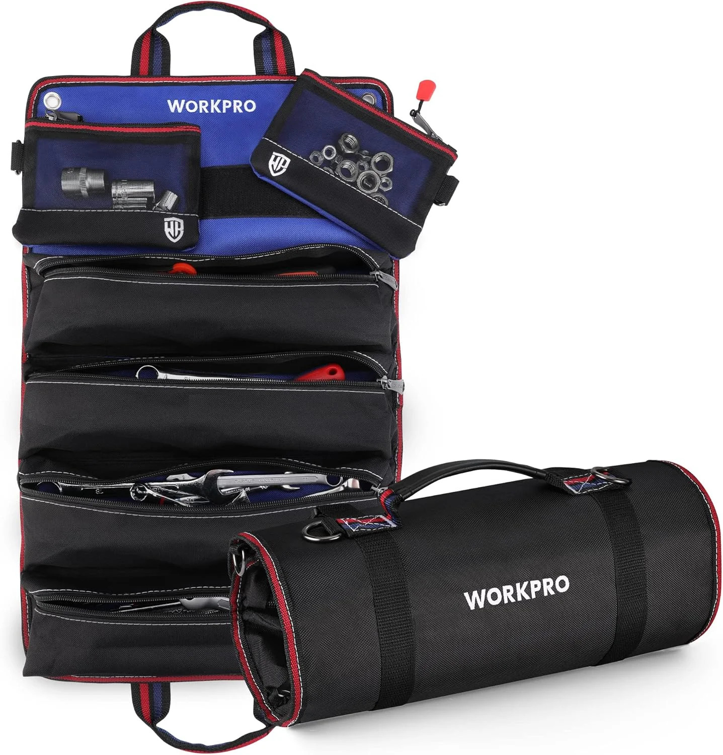 WORKPRO Roll Up Tool Bag, Tool Roll Up Bag with Detachable Tool Pouches, Heavy D