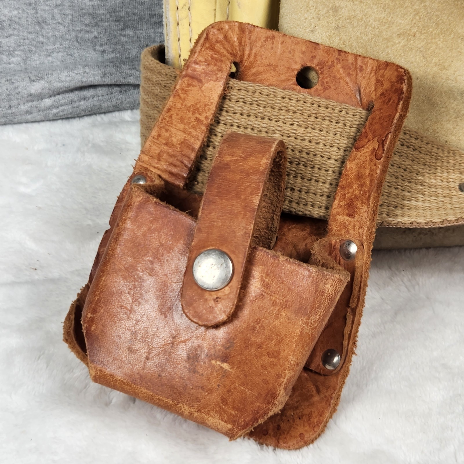 Rooster Leather Nail & Tool Bag R823 With Adj Belt And Tape Pouch Made In Mexico