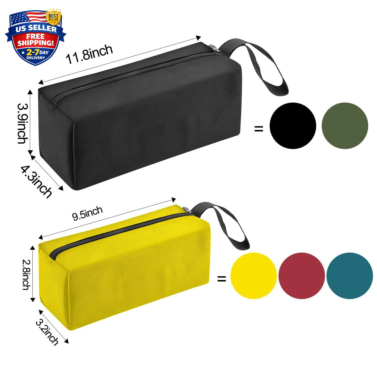 5 Pack Canvas Tool Pouch of Two Sizes, Tool Pouches with Zipper, Multipurpose…