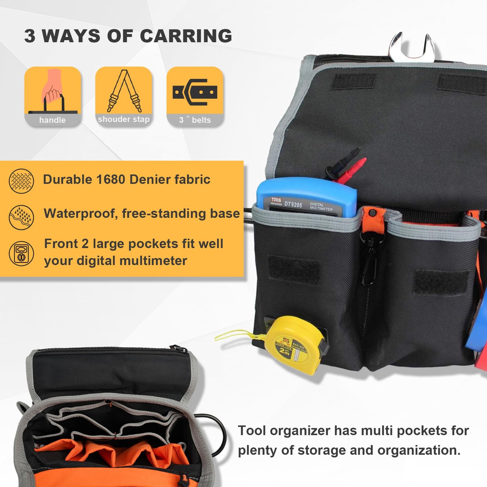Electrician Tool Pouch Bag with Shoulder Strap 20 Pockets Tool Belt Pouch Too…