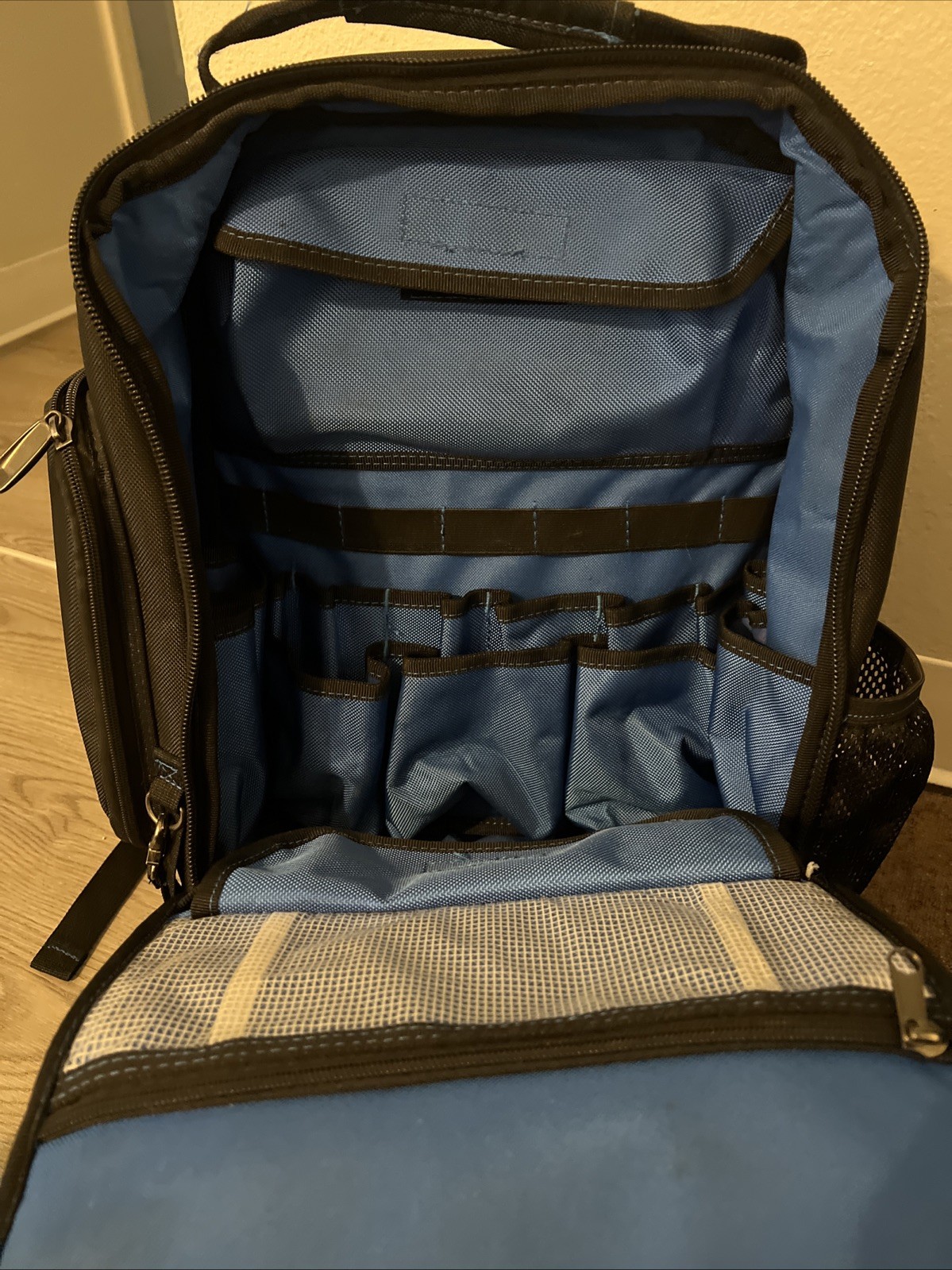 Kobalt Blue Black Polyester Back Pack Tool Bag Adjustable Shoulder Strap
