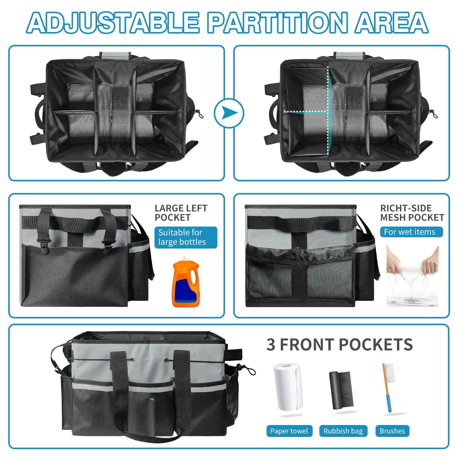Cleaning Tool Organizer Bag with Handles | 17.8×12.2×9.3in Large Waterproof C…
