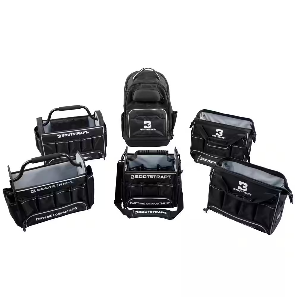 16 In. Large Mouth Tool Bag with Integrated Parts Bin Compartment