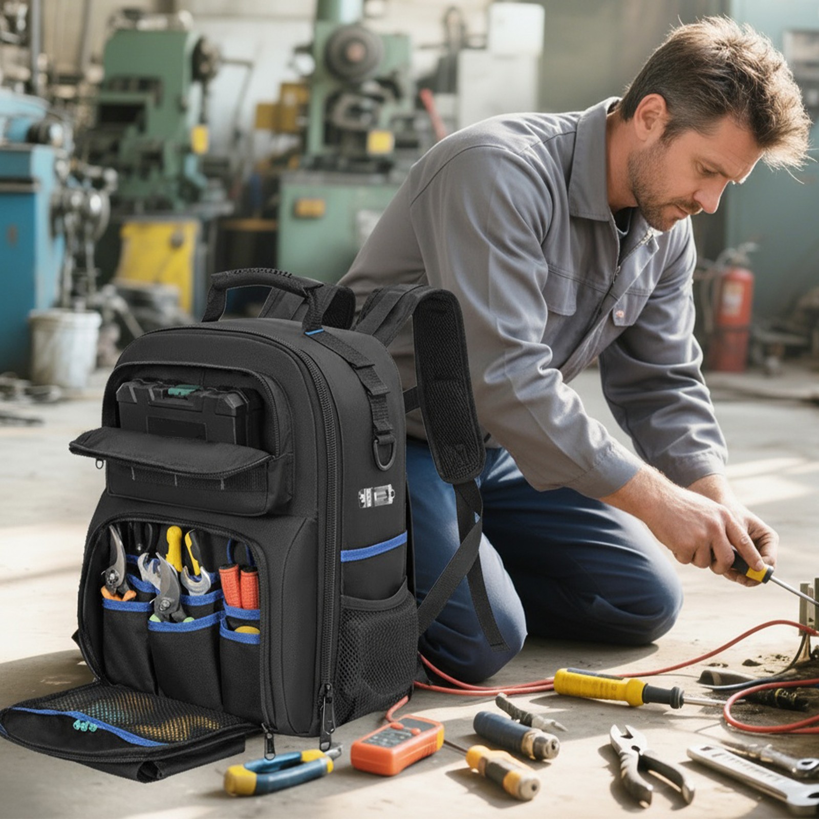 Back Pack Tool Bag Carrier Storage Electrician Heavy Duty Durable Backpack NEW