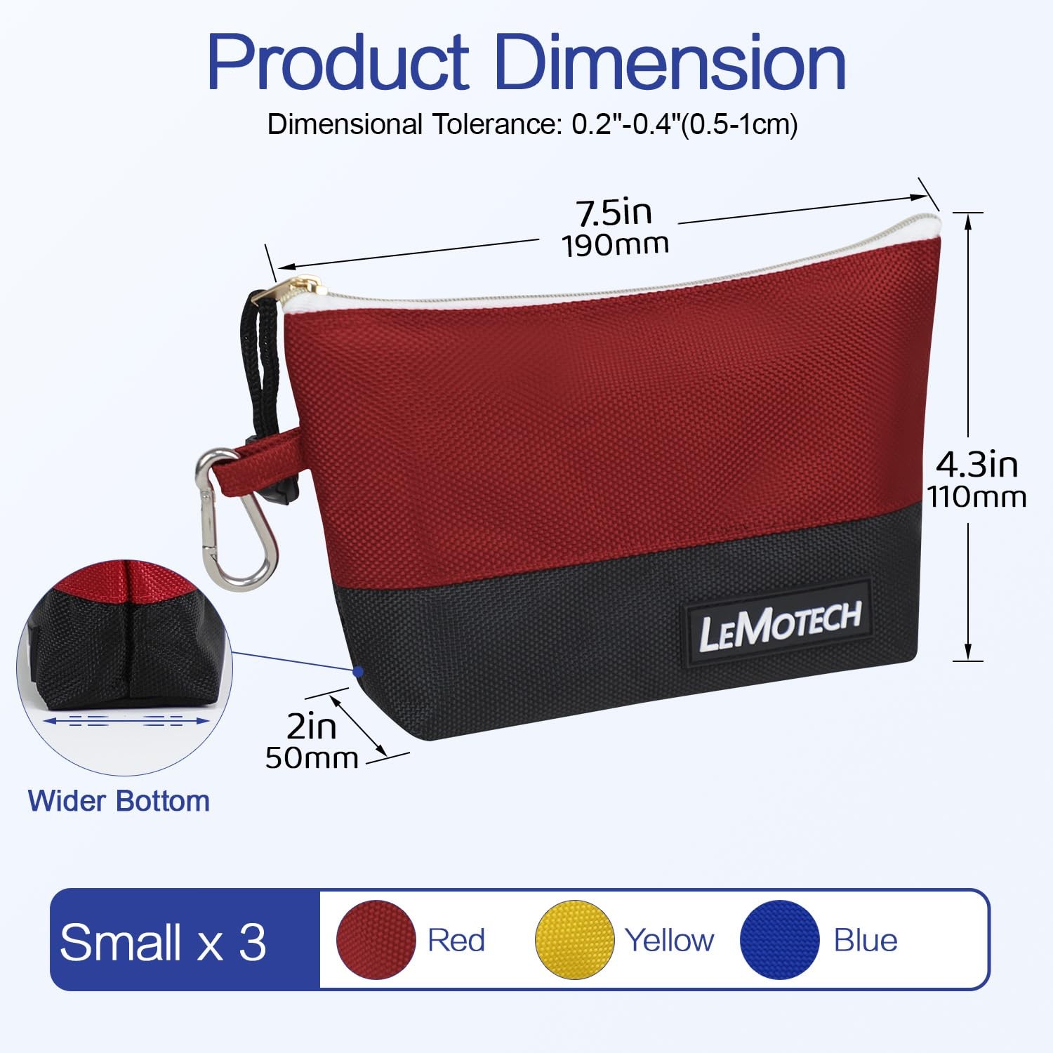 LeMotech Tool Pouches with Zipper, Water Resistant Small Tool Bags, 1680D Oxf…
