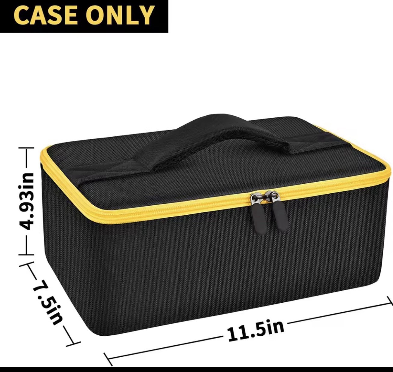 Black/Yellow Pearl Cotton Tool Bag Case w/ Handle, Zipper 11.5×7.5×4.93″