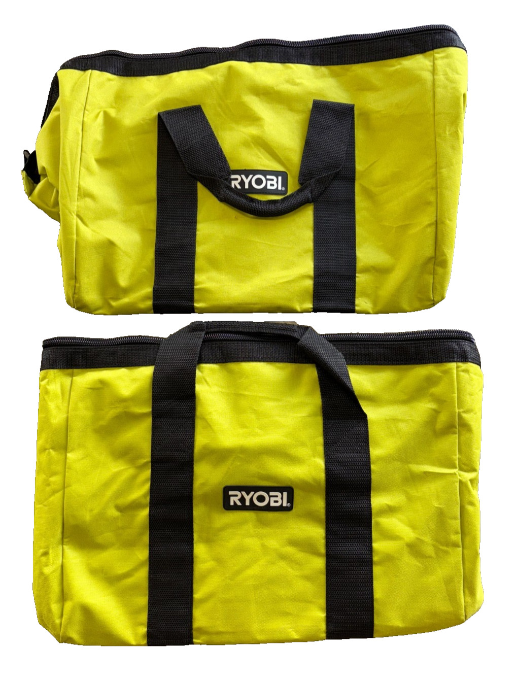 (2) USED RYOBI Large Contractors Wide Mouth Tool Bags – 18x14x12