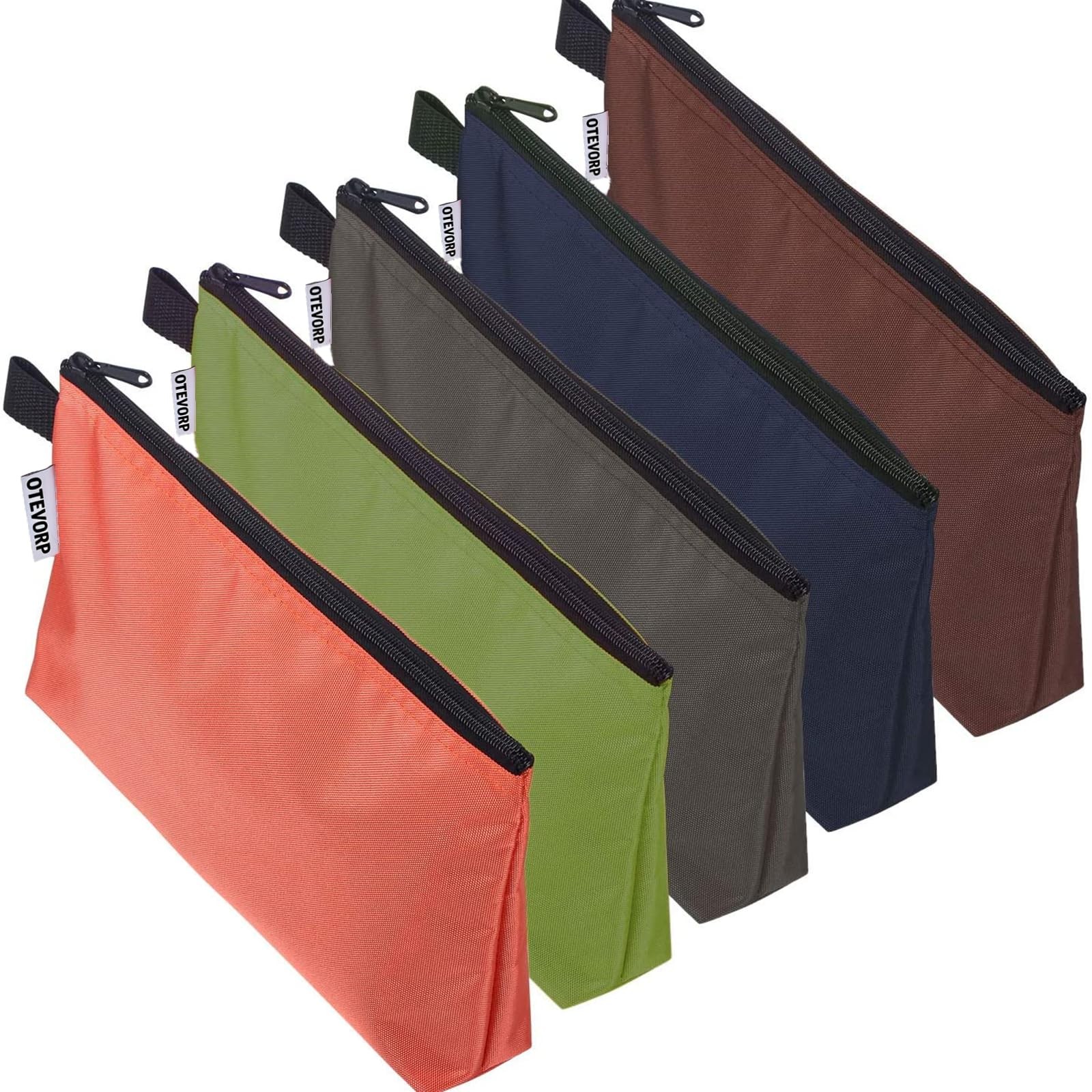 Premium Flat Bottom Utility Zipper Small Tool Bag 12.5x7x2 Inch 5 PCS