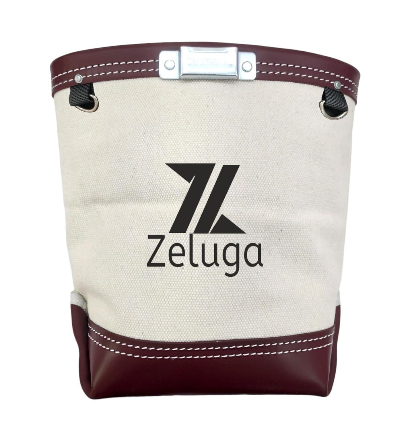 Zeluga 20-338 Fastener Tool Pouch Bolt Bag Clip-On White Canvas Cherry Leather