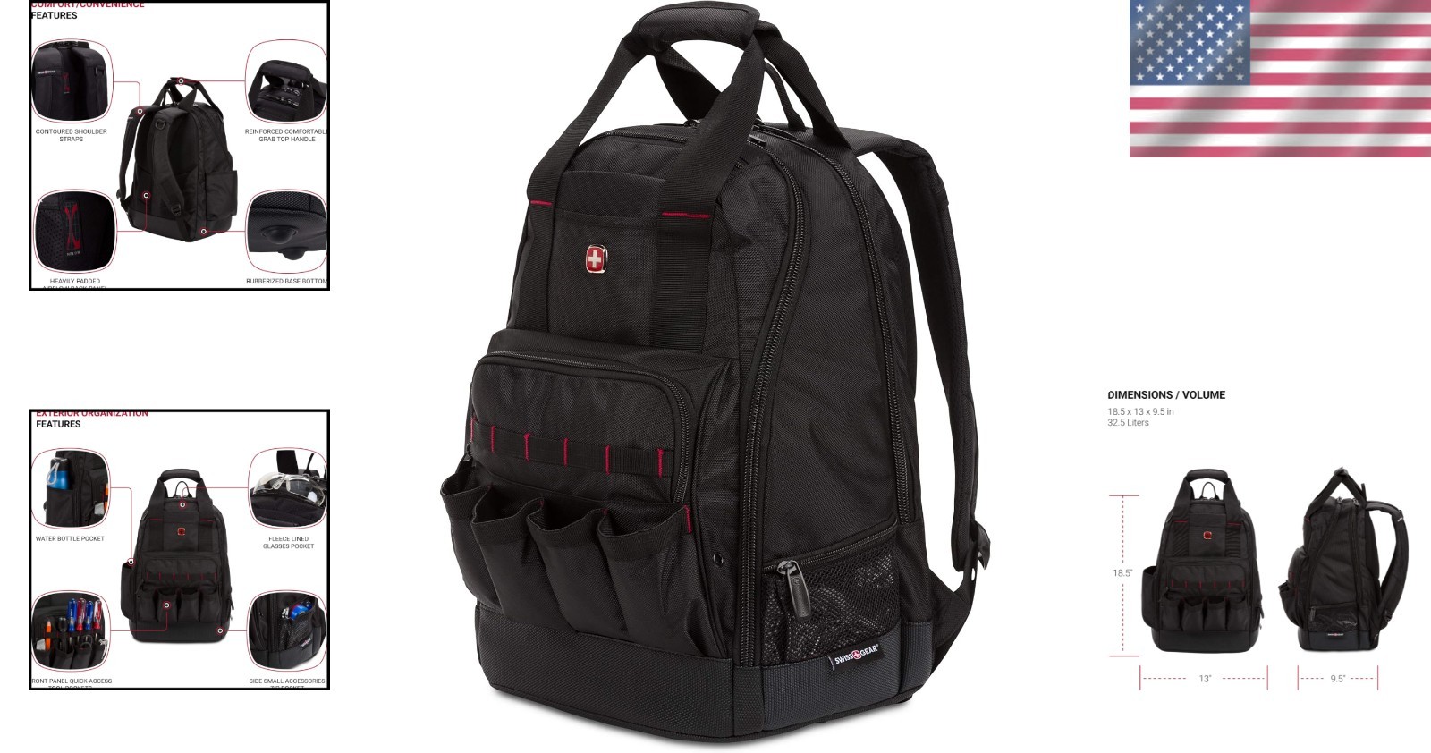 Water-Resistant 15-Inch Laptop Backpack with 34 Storage Solutions in Black