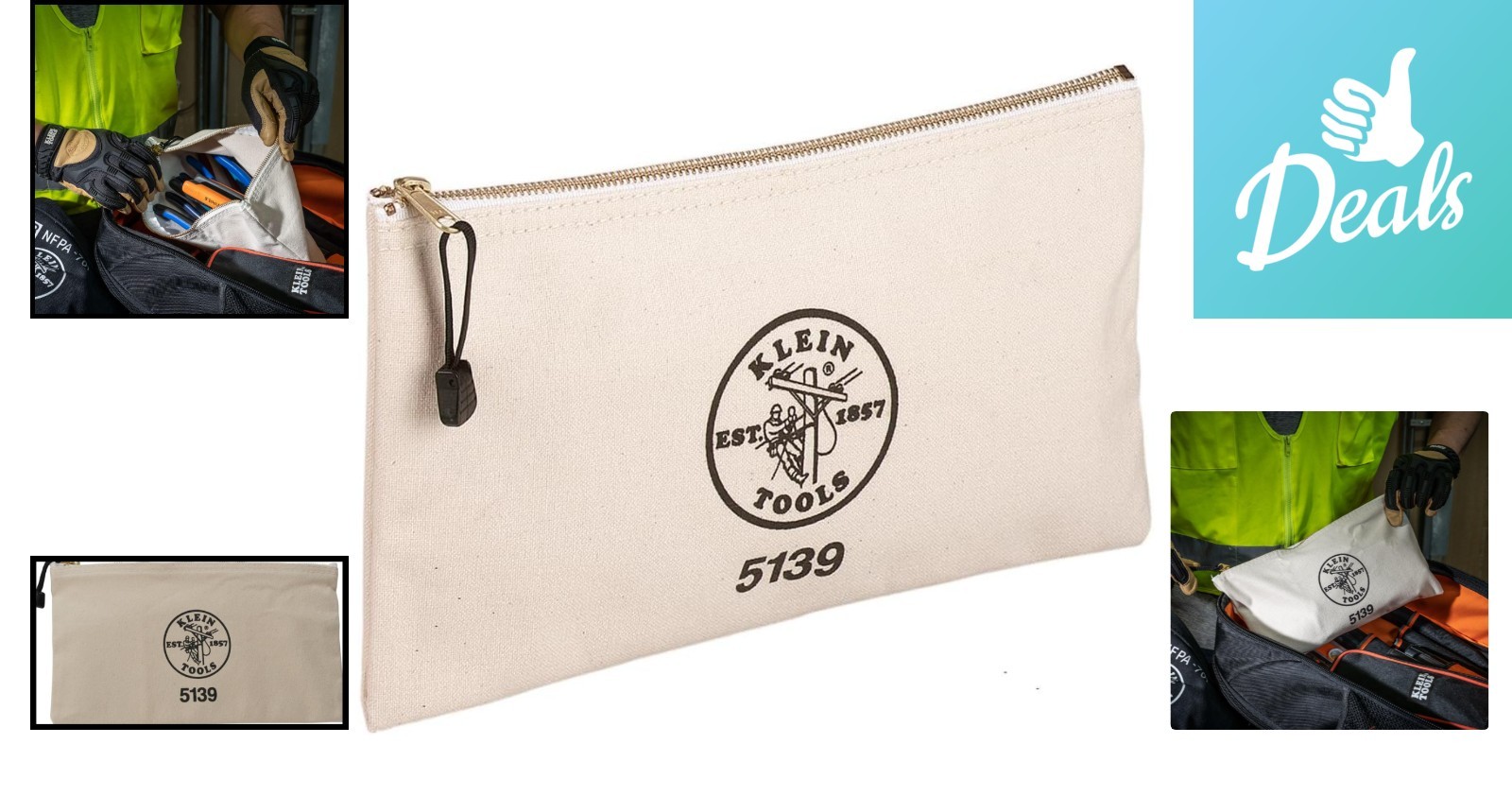 Lightweight Canvas Tool Bag with Brass Zipper – Compact 12.5 x 7-Inch Design