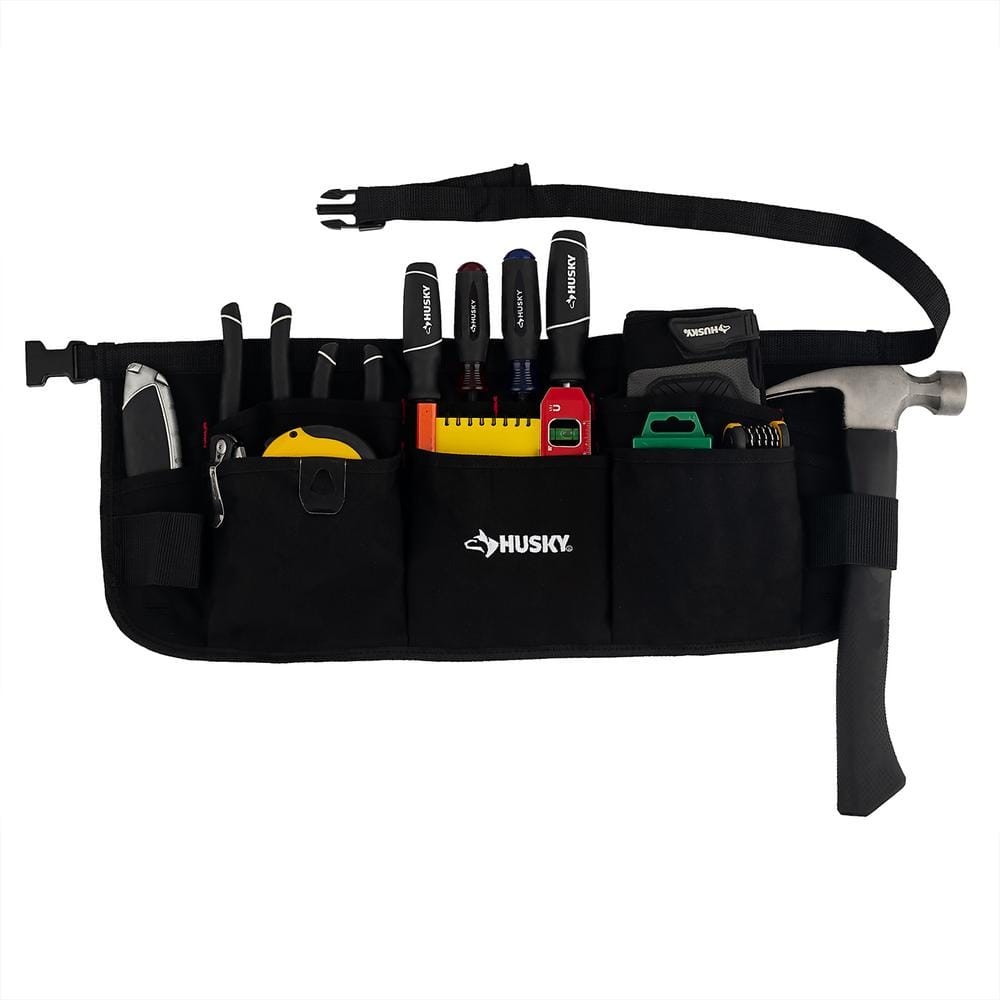 24 In. 13-Pocket Black Canvas Tool Work Apron