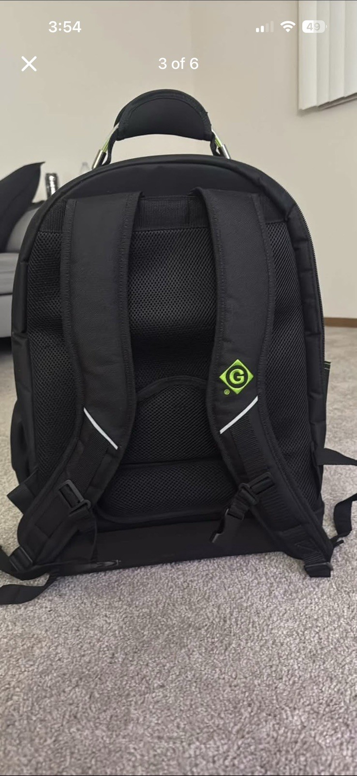 Greenlee Tool Backpack Black/Green Multiple Pockets Adjustable Straps Handle