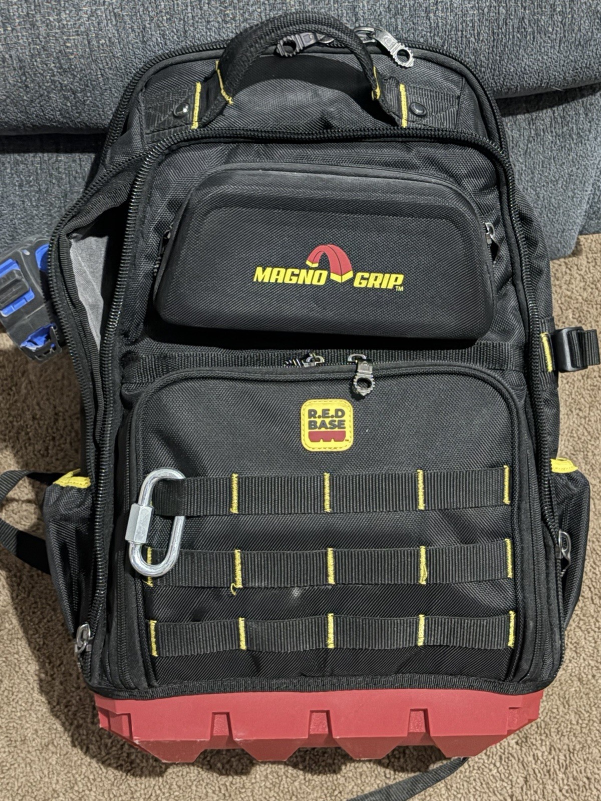 MagnoGrip R.E.D. Base Tool Backpack Black Red Yellow, Handle, Compartments, Clip