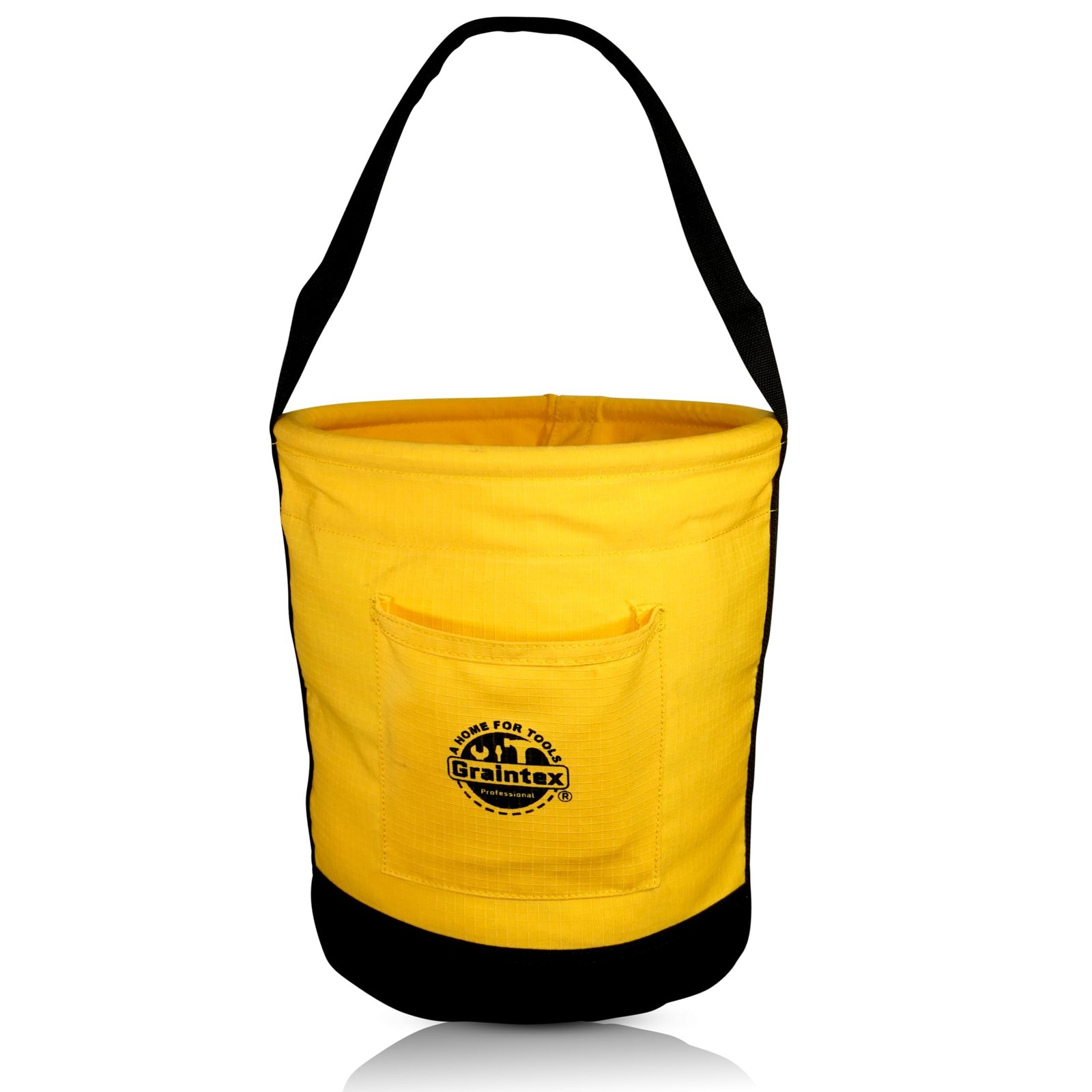 Graintex Tapered Canvas Bucket 12″x10″x15″ with 1 Pocket, Reinforced Base Yellow