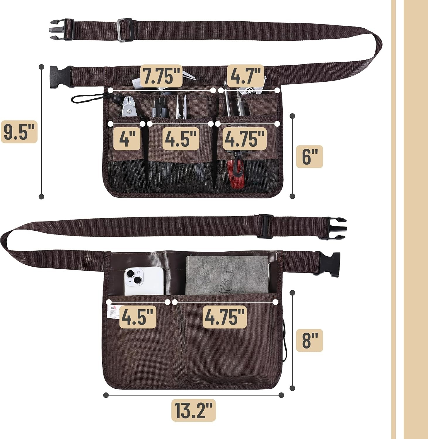 Durable Adjustable Gardening Belt – Modern Waist Apron with 7 Tool Pockets