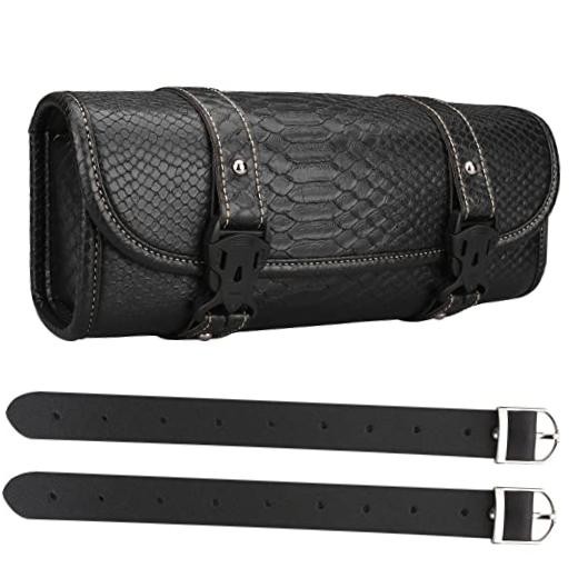 Motorcycle Tool Bag, Motorcycle Fork Bag PU Leather Large Black Crocodile