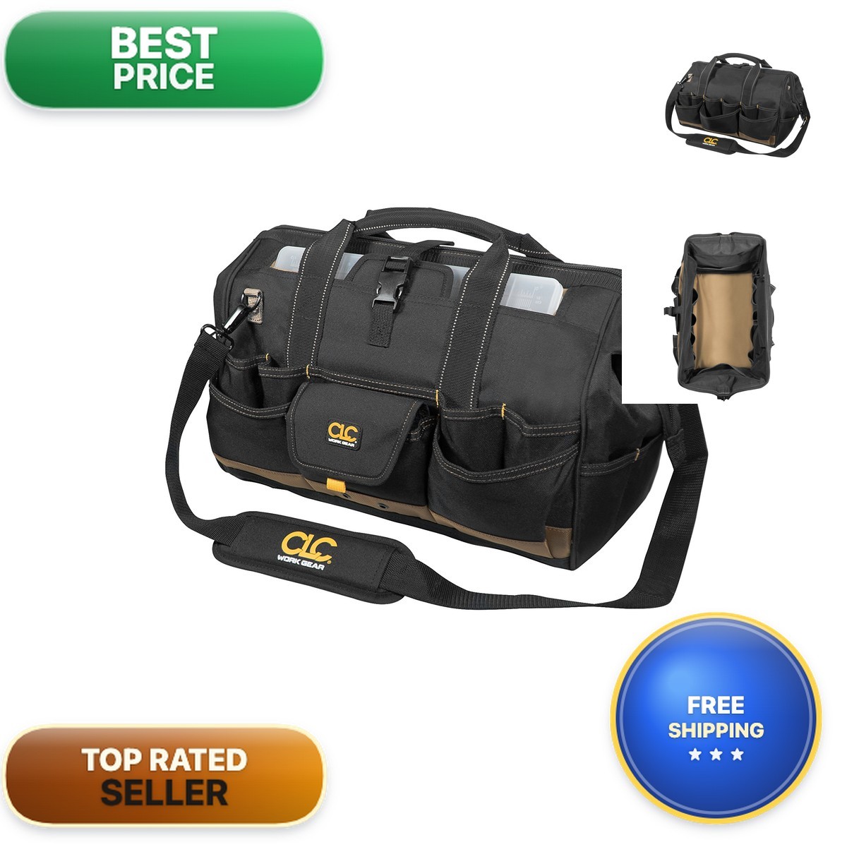 CLC Custom Leathercraft 1535 Tote Bag Top Plastic Tray 18 in. 37 Pocket
