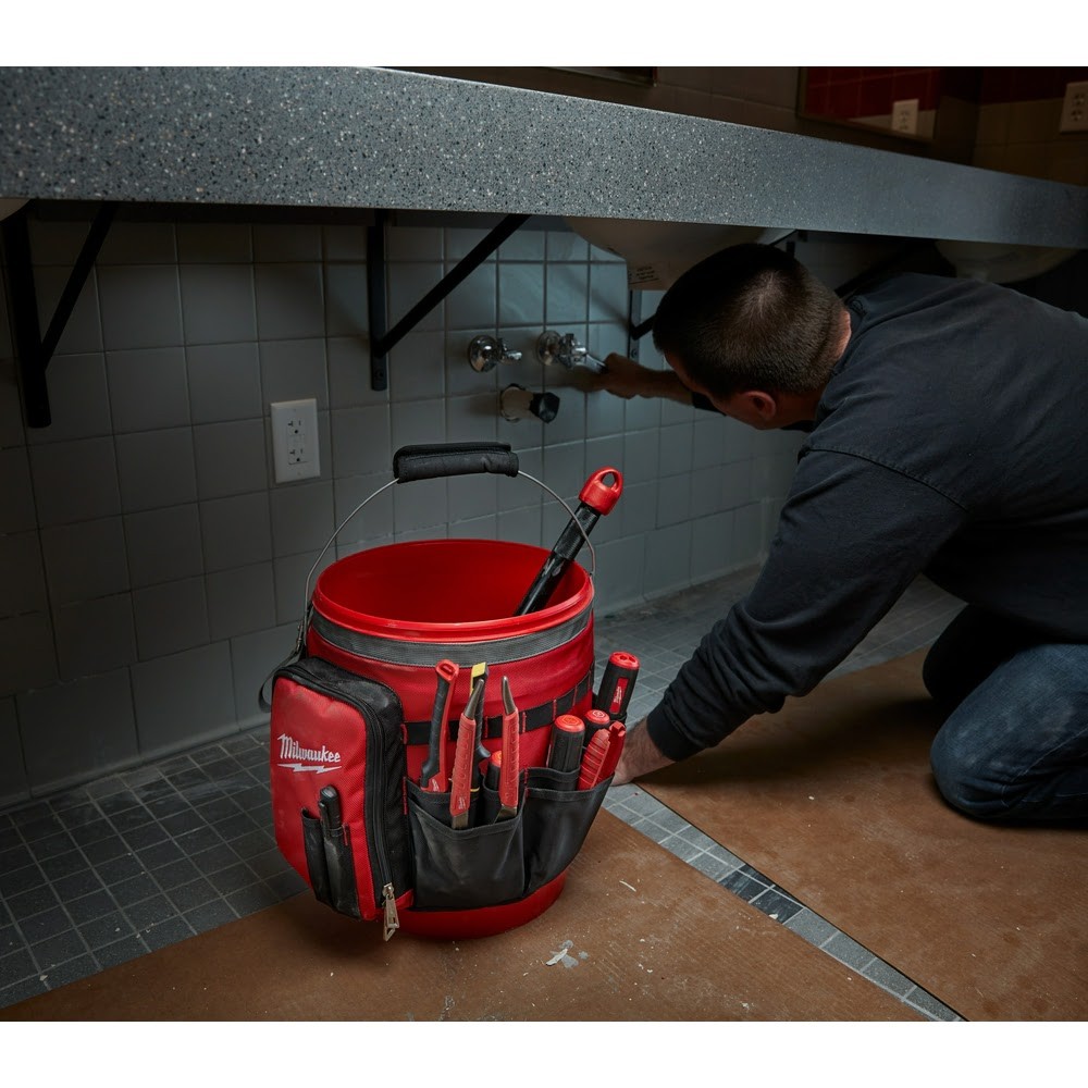 Milwaukee 48-22-8175 10-Inch Open Bucket Organizer Bag, 32 Exterior Wrap Pockets