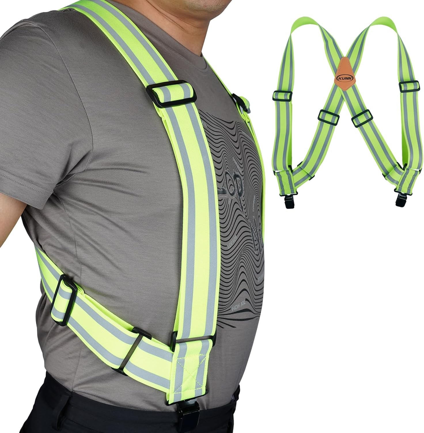 KUNN Safety Suspenders Reflective Mens Side-Clips Suspender 2 One Size, Sc001
