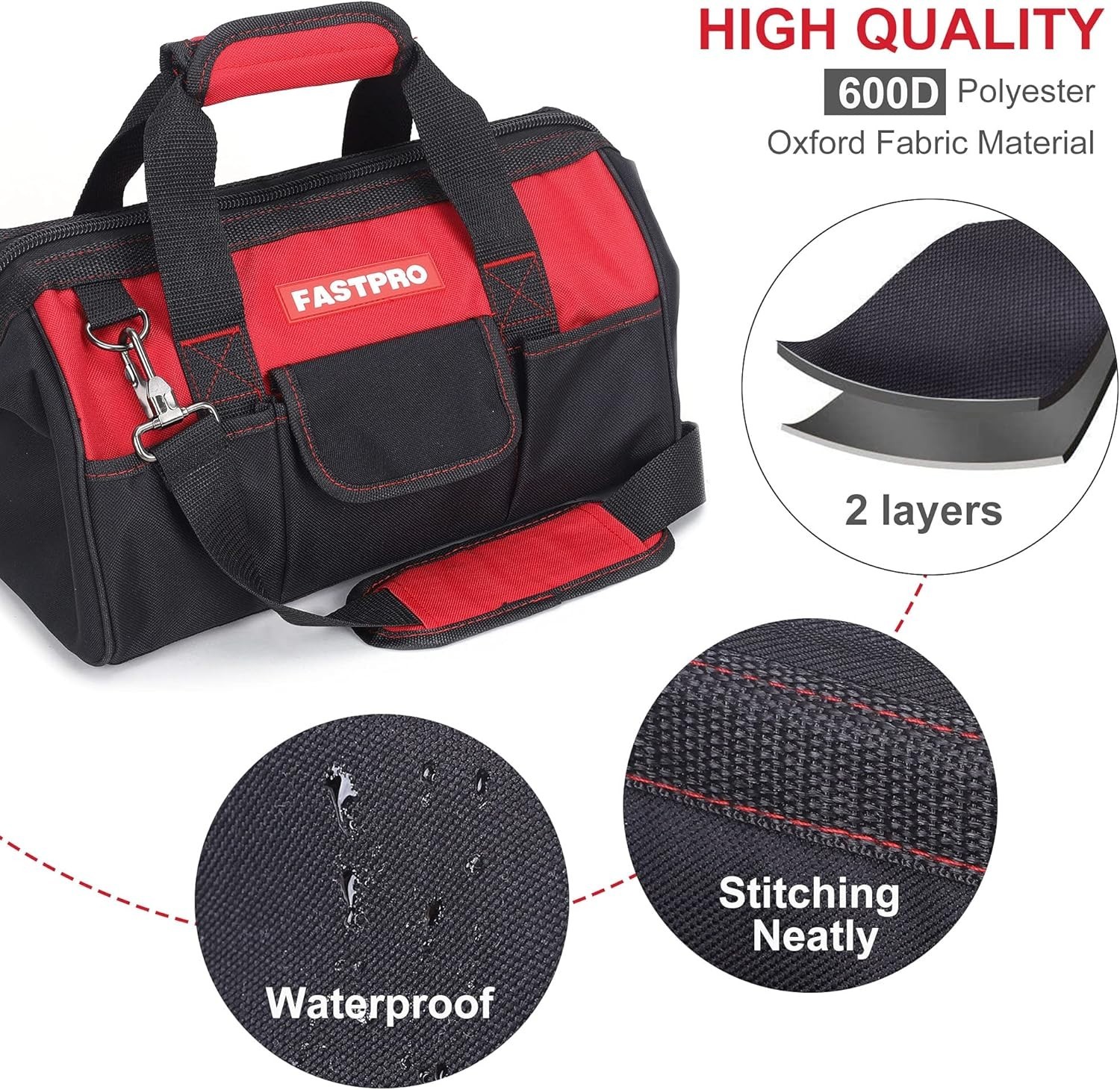 Compact 14-Inch Black & Red Tool Organizer – Zip-Top for Maximum Accessibility
