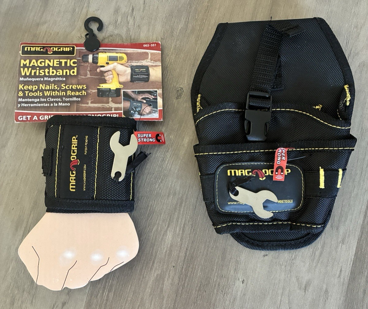 MagnoGrip Pro Drill Holster – Left/Right Handed, PLUS Magnetic Wristband – Black