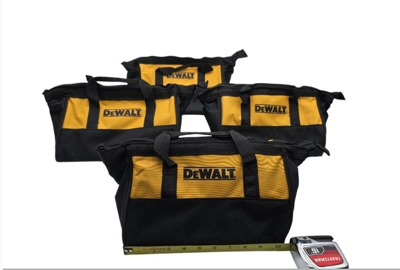 DEWALT N261499 11″ Tool Bags Pack of 4 Black Yellow Heavy Duty Zipper New