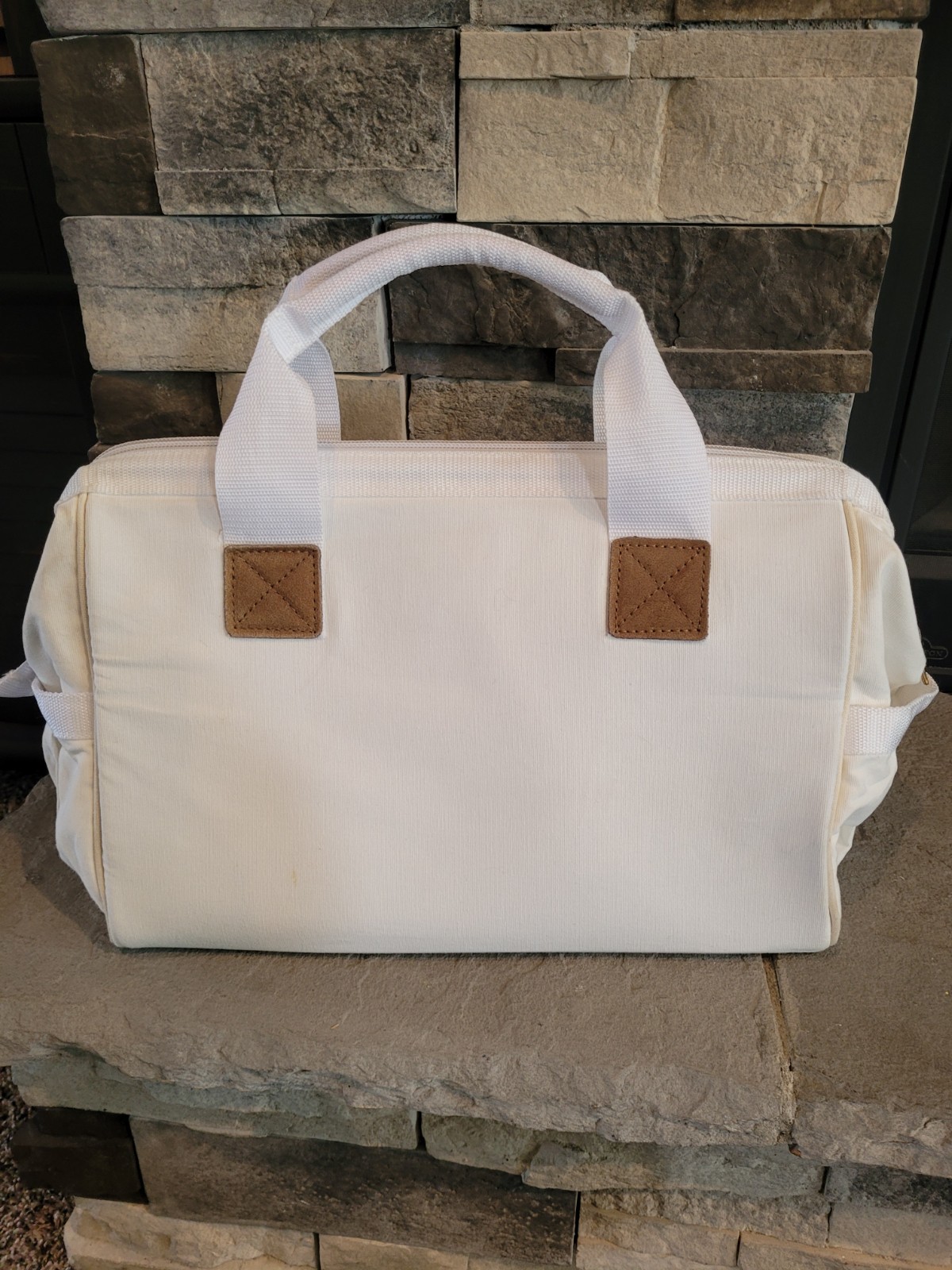 Dickies 16 in Work Bag 57040 White Fabric w/ Leather Reinforcement Riveted