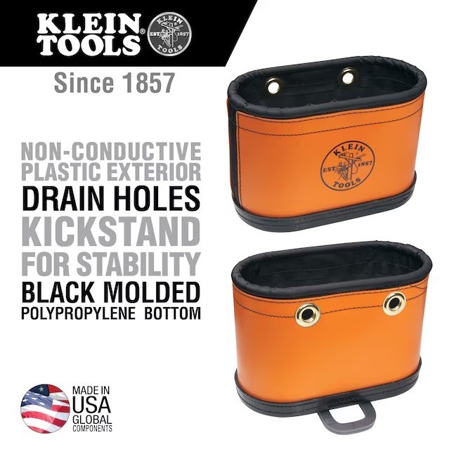 Klein Tools 5144BHB Hard Body Oval Bucket Tool Bag 15 Pocket Kickstand Orange🔥❗