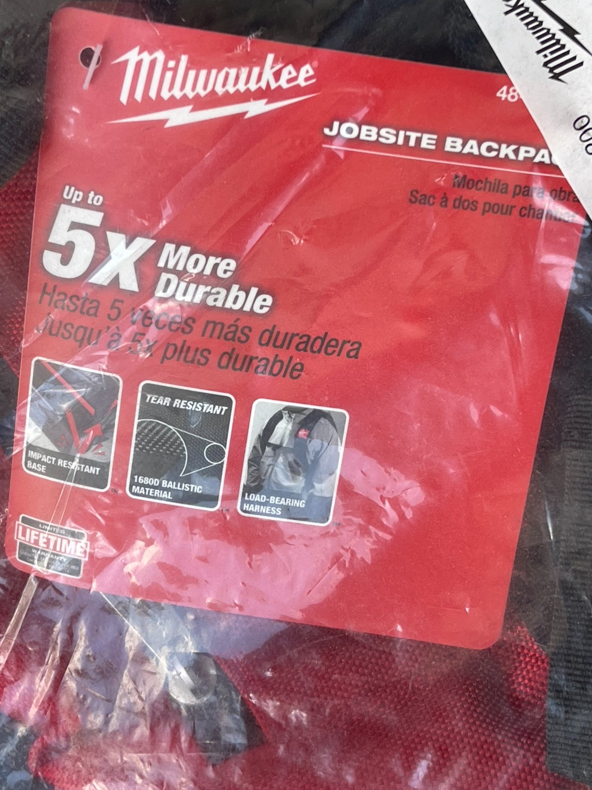 Milwaukee 48-22-8200 More Durable Backpack 1680D Ballistic Material Black New