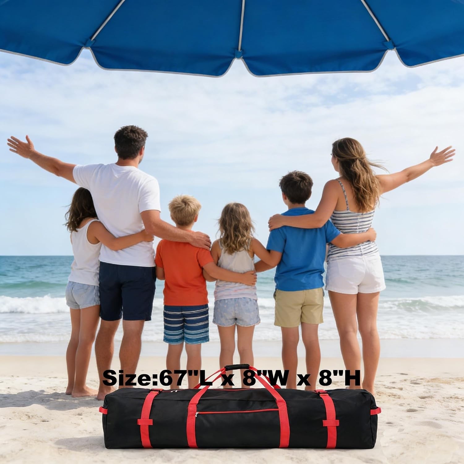 Beach Umbrella Bag Heavy Duty 600D Oxford Large Capacity Storage Bag with Metal