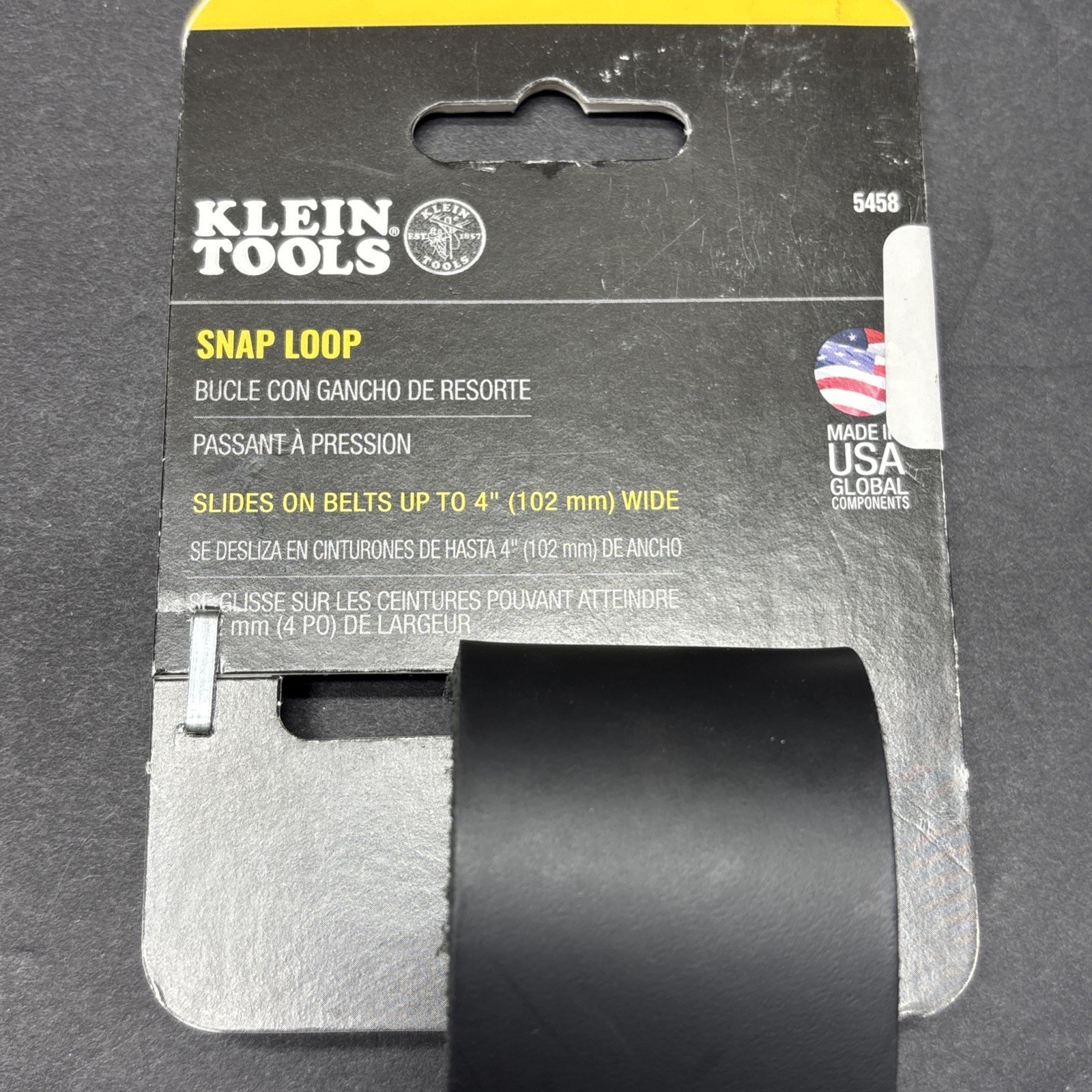 5458 Klein Leather Tool Holder Loop With Snap Hook, For Belts Up To 4” Wide