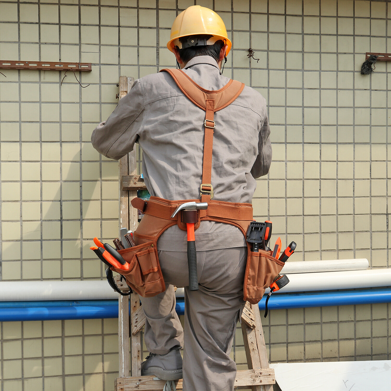 TOURBON Work Tool Belt Suspender Drill Pouch Holder Electricians Carpenters Vest