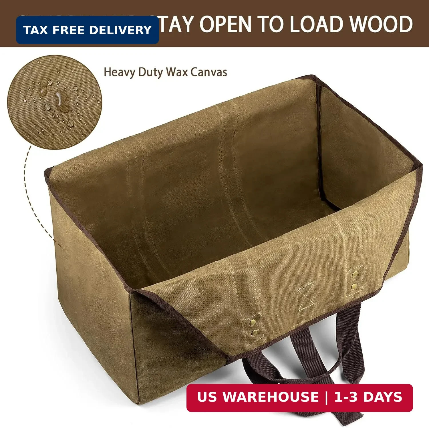 BONTHEE Firewood Carrier Bag Waxed Canvas Waterproof Extra Large Log Carrier Hol