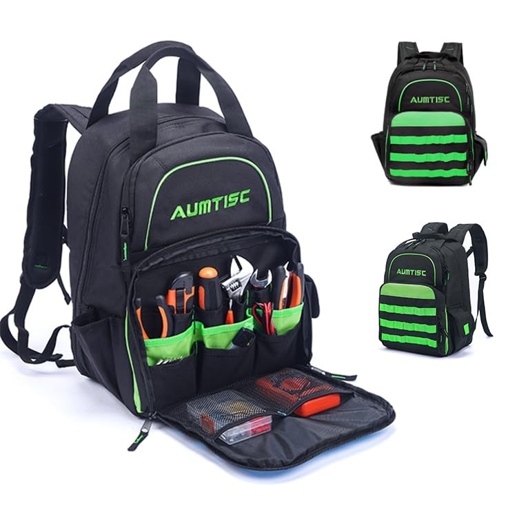 Stahlusdick Heavy Duty Tool Backpack Bags Large 11 x 9 x 16 inches, Green