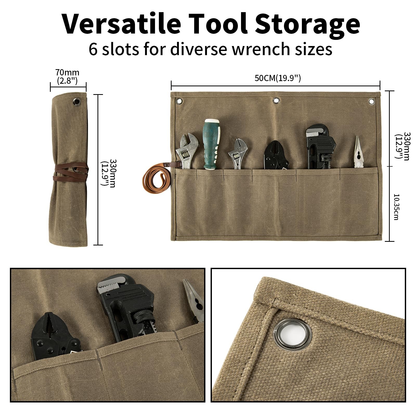 Chisel Roll,Small Tool Roll Pouch,Tool Roll Bag Organizer, Heavy Duty Waxed C…