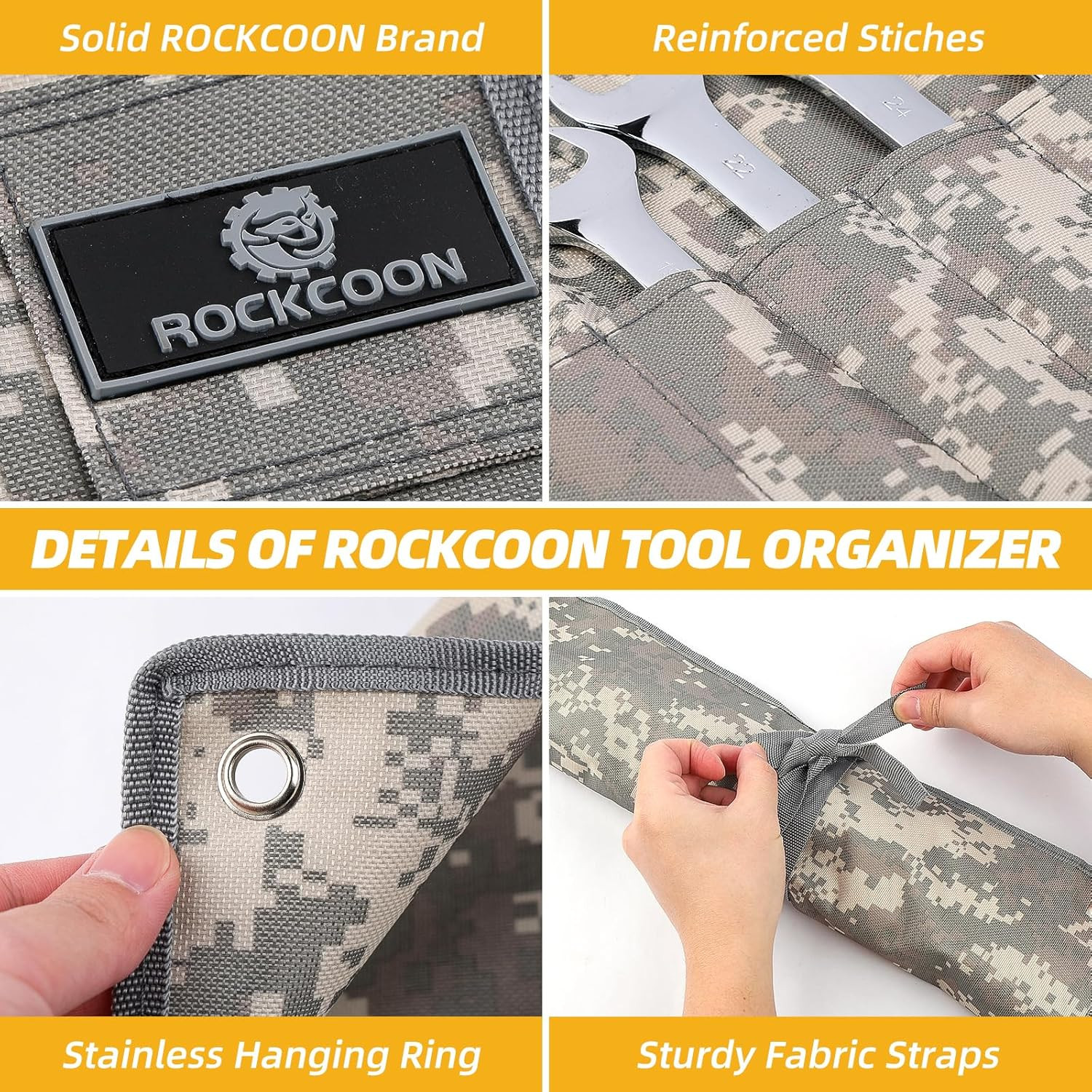 16 Pocket Wrench Roll Organizer�Rolled Tool Pouch Bag�Light Camouflage