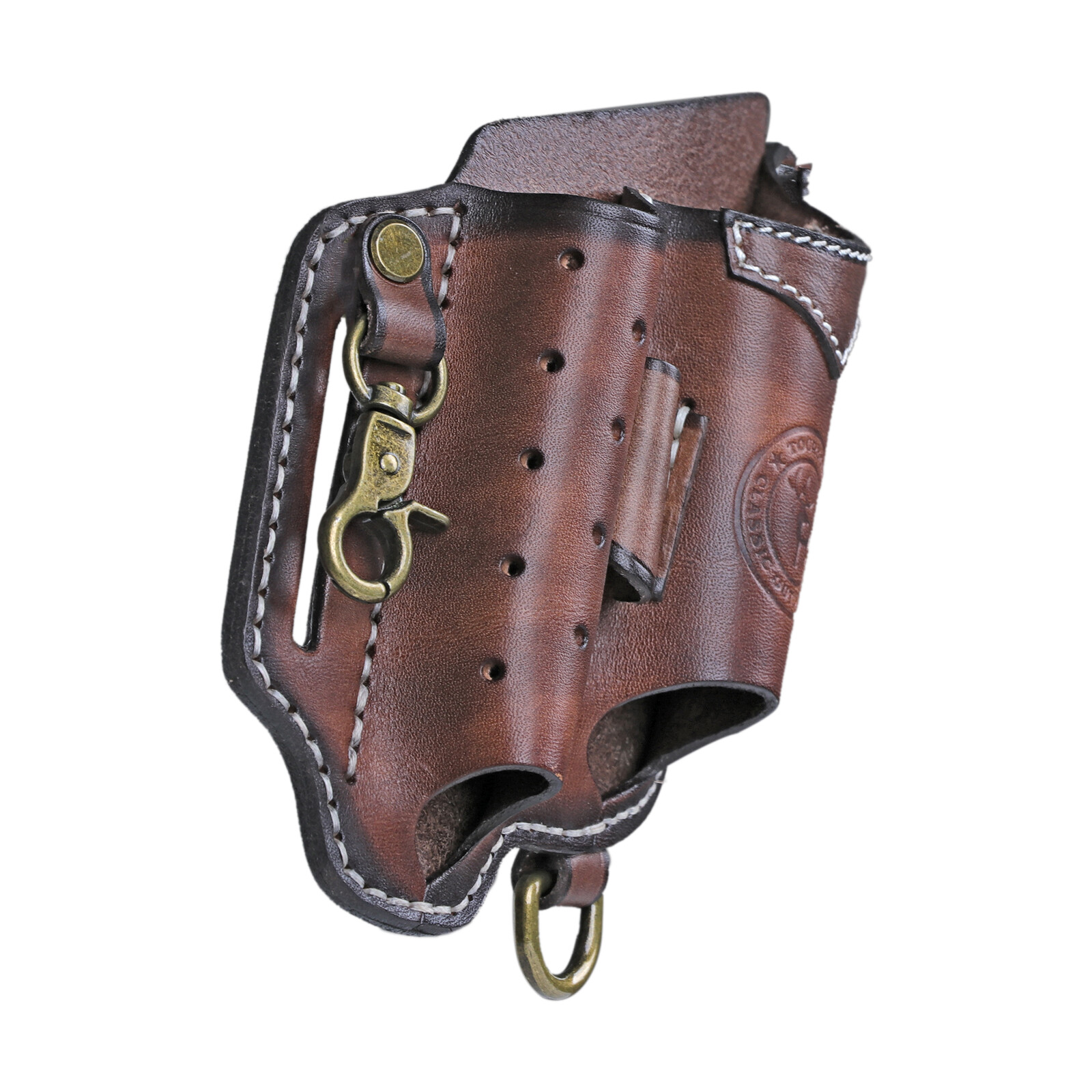 TOURBON Leather Multitools Organizer Flashlight Holder Pen Belt Holster EDC Case